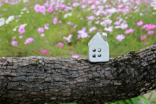 家の模型と自然