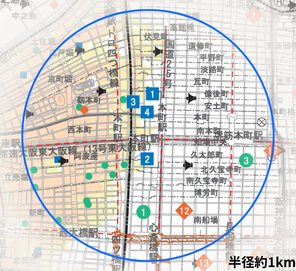 大阪メトロ本町_ハザードマップ