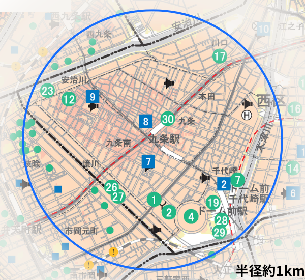 九条駅ハザードマップ