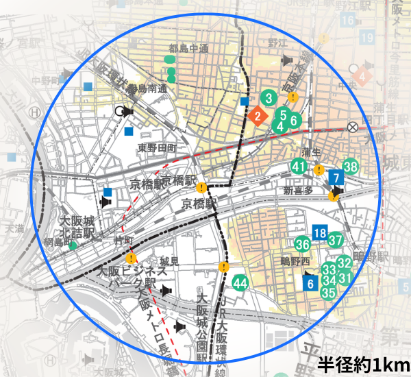 京橋駅ハザードマップ
