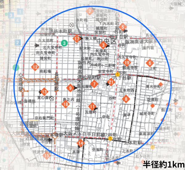 松屋町駅ハザードマップ