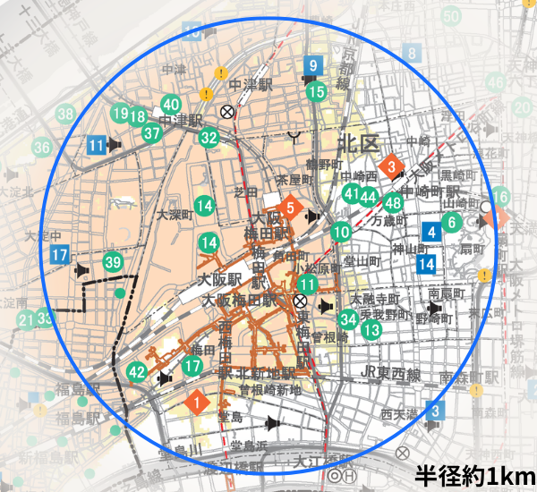 大阪梅田駅ハザードマップ