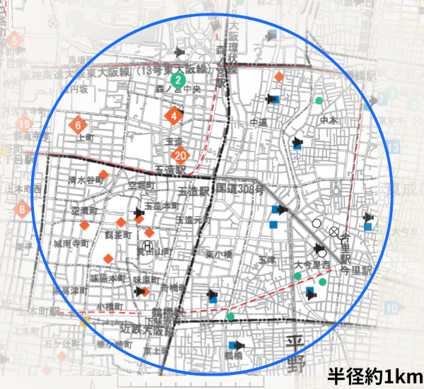 玉造駅ハザードマップ